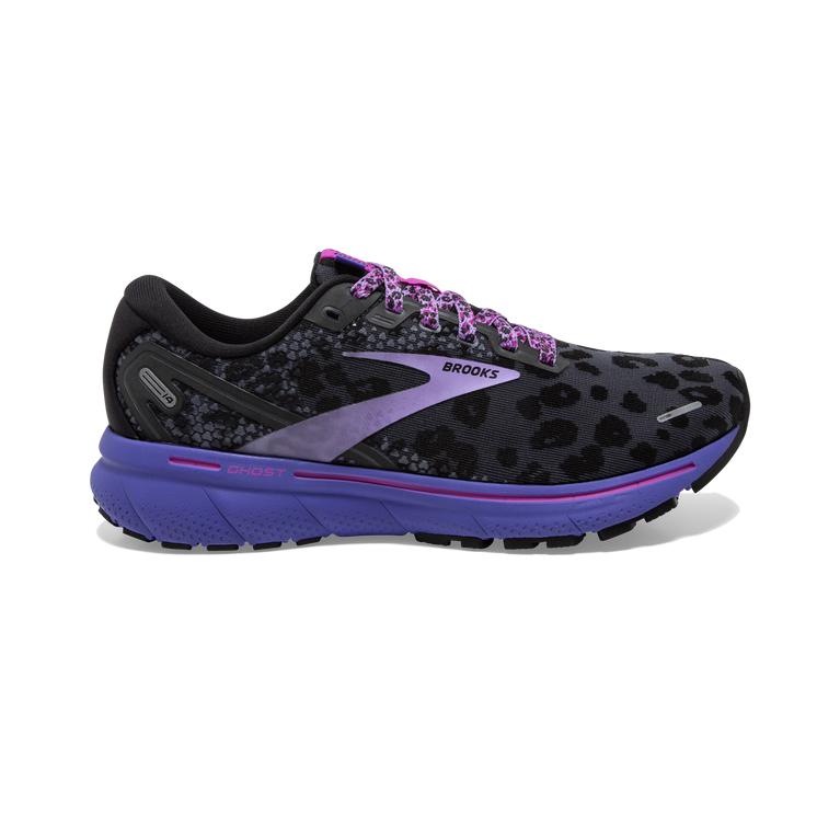 Brooks Women's Ghost 14 Cushioned Road Running Shoes - Ebony/Black/Purple (QKTD13297)